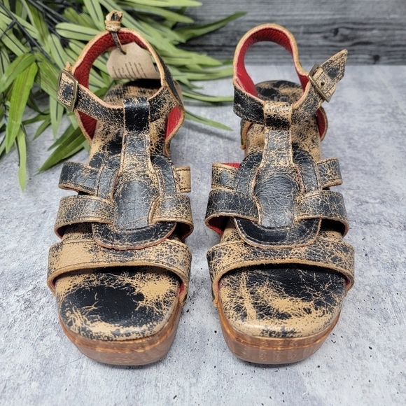 NWT Bed Stu | Fabiola Platform Wedge Sandals in Black Lux Size 7.5 - Picture 3 of 13